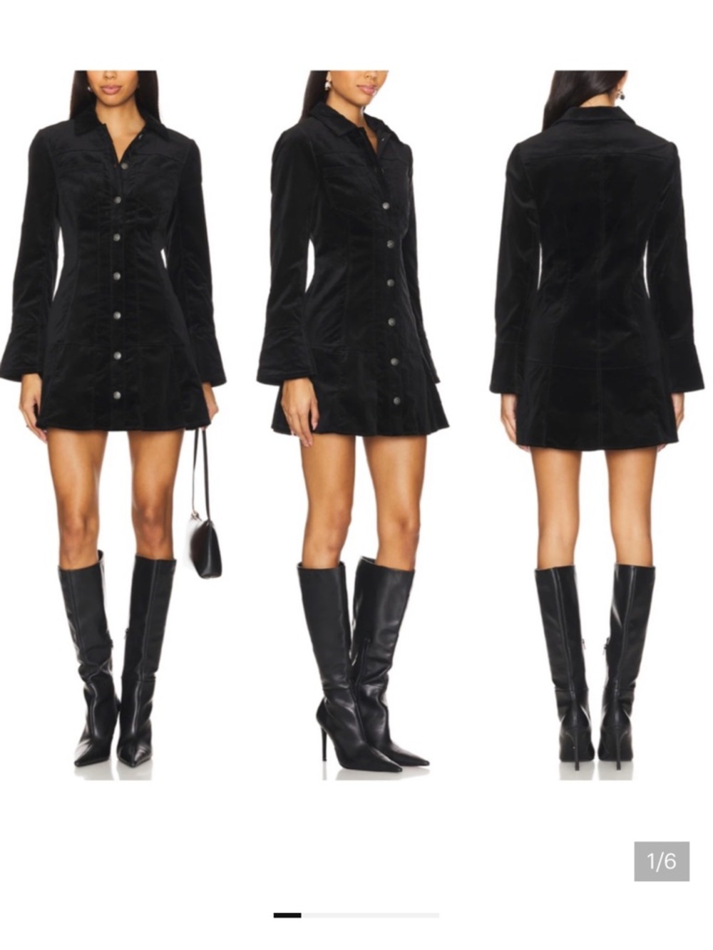 cinq a sept Jocelyne Long Sleeve Stretch Velvet Shirtdress
